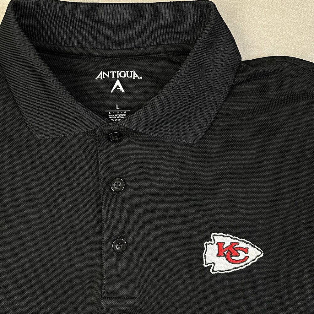 Antigua Kansas City Chiefs Polo Shirt Mens L Black NFL Football